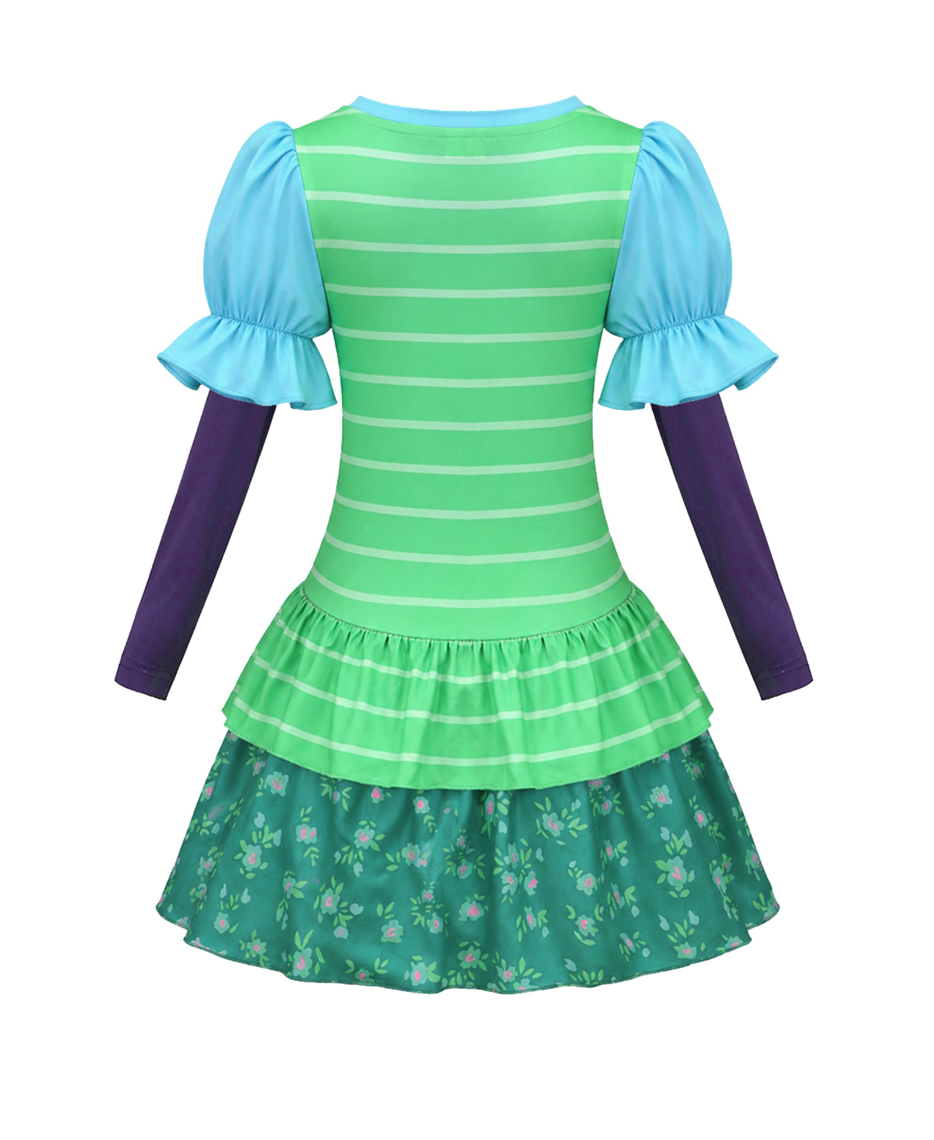 Girls Toy Owner Costume Green Striped Layered Dress and Shirt 2pcs Suit for Halloween Cosplay