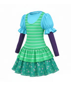 Girls Toy Owner Costume Green Striped Layered Dress and Shirt 2pcs Suit for Halloween Cosplay