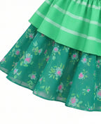 Girls Toy Owner Costume Green Striped Layered Dress and Shirt 2pcs Suit for Halloween Cosplay