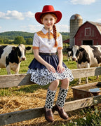 Kids Adults Cowgirl Jessie Costume White Western Toy Girl Dress with Hat Belt and Leg Warmers for Cosplay Event