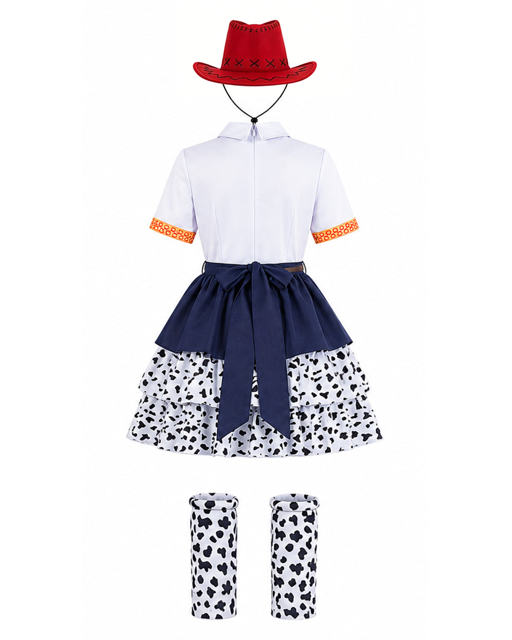 Kids Adults Cowgirl Jessie Costume White Western Toy Girl Dress with Hat Belt and Leg Warmers for Cosplay Event