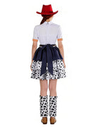 Kids Adults Cowgirl Jessie Costume White Western Toy Girl Dress with Hat Belt and Leg Warmers for Cosplay Event