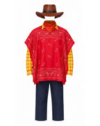 Boys Mens Western Sheriff Costume Wanderer Cowboy Yellow Checkered Shirt Set with Hat for Cosplay