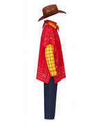 Boys Mens Western Sheriff Costume Wanderer Cowboy Yellow Checkered Shirt Set with Hat for Cosplay