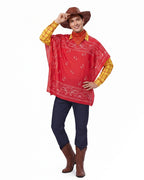 Boys Mens Western Sheriff Costume Wanderer Cowboy Yellow Checkered Shirt Set with Hat for Cosplay