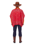 Boys Mens Western Sheriff Costume Wanderer Cowboy Yellow Checkered Shirt Set with Hat for Cosplay