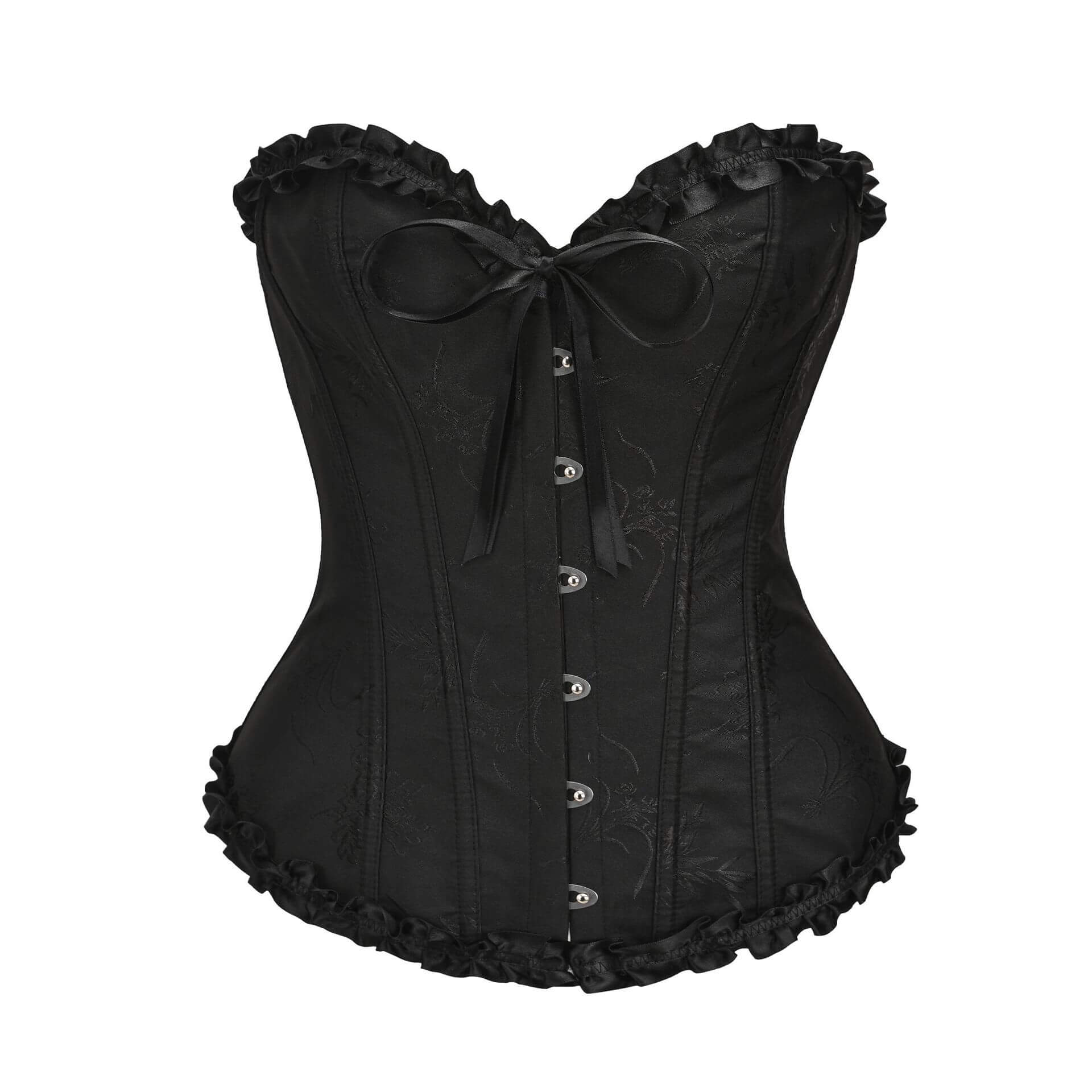 Black Corset Pink Vintage Lace Up Bustier Boned Bodyshaper for Women