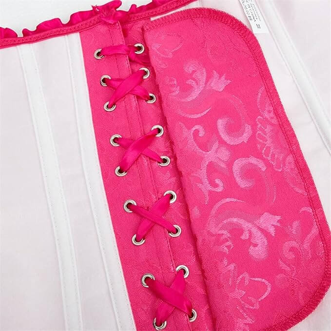 Black Corset Pink Vintage Lace Up Bustier Boned Bodyshaper for Women