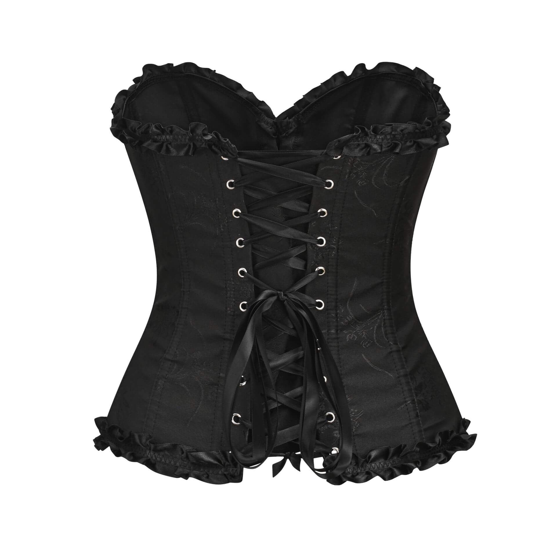 Black Corset Pink Vintage Lace Up Bustier Boned Bodyshaper for Women