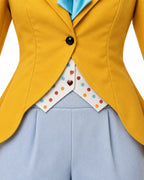 Women March Hare Costume Yellow Wonderland Jacket Cropped Pants with Headband and Gloves for Dress-up Party