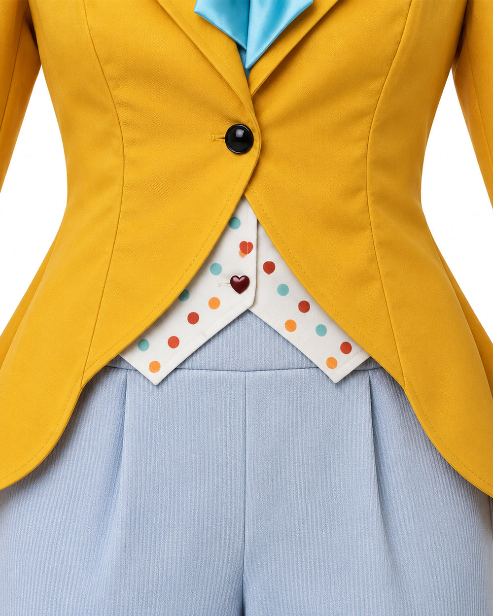 Women March Hare Costume Yellow Wonderland Jacket Cropped Pants with Headband and Gloves for Dress-up Party