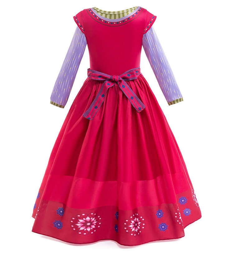 Girls Dahlia Dress with Apron Wish Cosplay Costume Red Long Sleeve Maxi Dress for Kids Age 4T-12