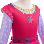 Girls Dahlia Dress with Apron Wish Cosplay Costume Red Long Sleeve Maxi Dress for Kids Age 4T-12