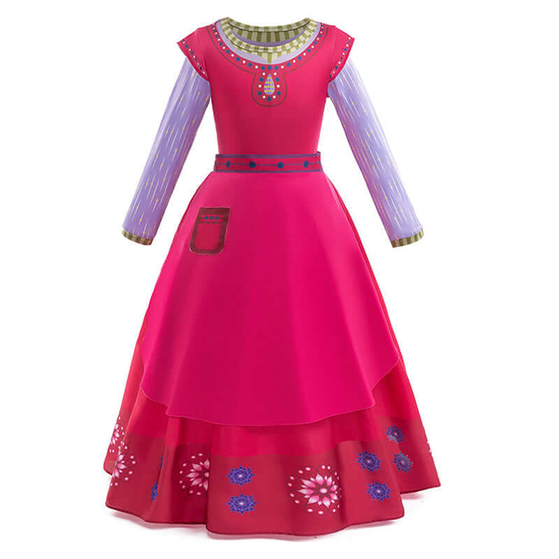 Girls Dahlia Dress with Apron Wish Cosplay Costume Red Long Sleeve Maxi Dress for Kids Age 4T-12