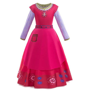 Girls Dahlia Dress with Apron Wish Cosplay Costume Red Long Sleeve Maxi Dress for Kids Age 4T-12