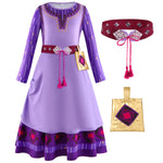 Wish Costume for Girls Asha Princess Dress Up Set Asha Cosplay Outfit with Accessories for Kids
