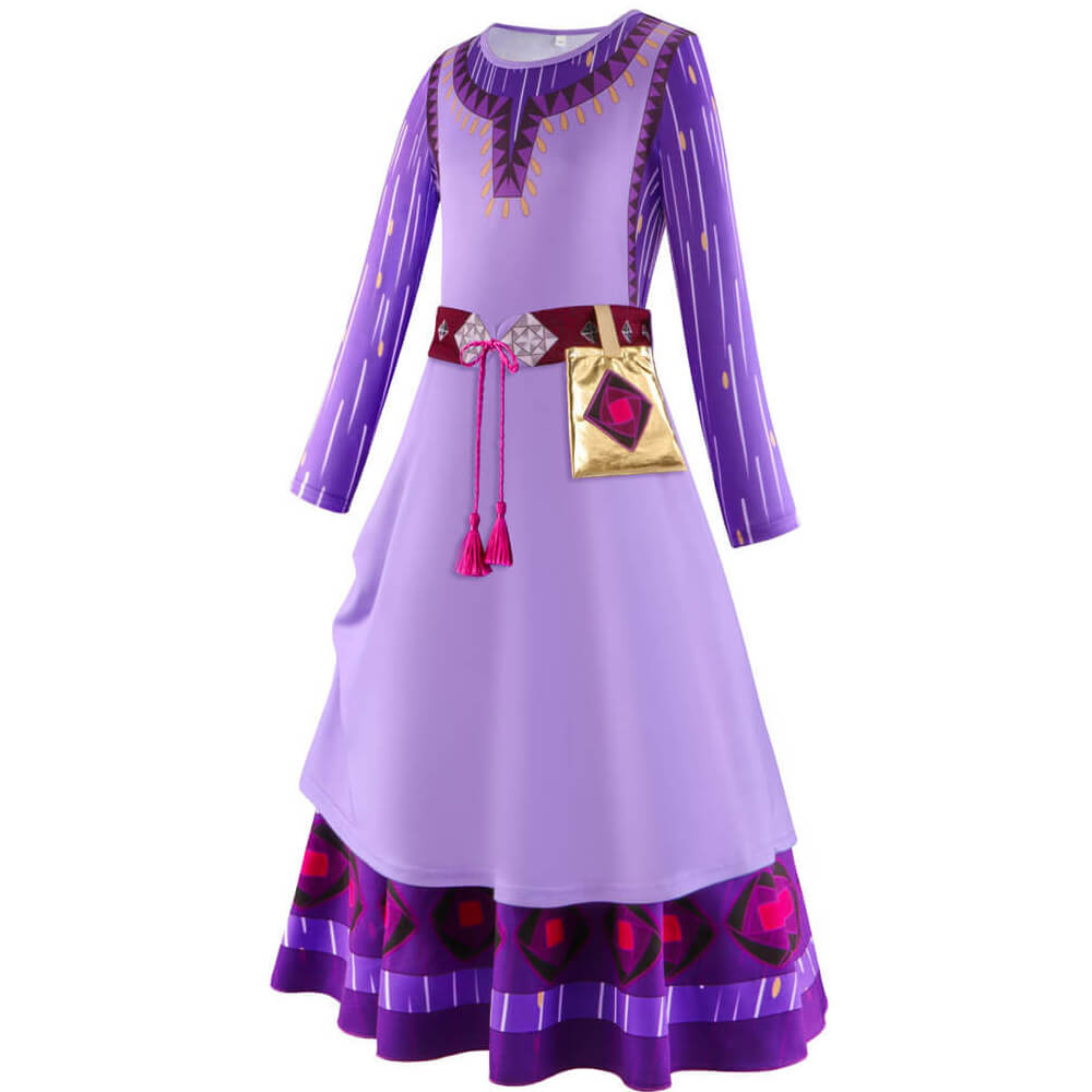 Wish Costume for Girls Asha Princess Dress Up Set Asha Cosplay Outfit with Accessories for Kids