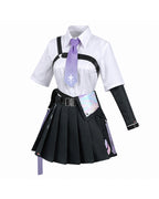 Womens NTE Zero Costume Black Cropped Jacket and Pleated Skirt Set for for Anime Expo Halloween Party