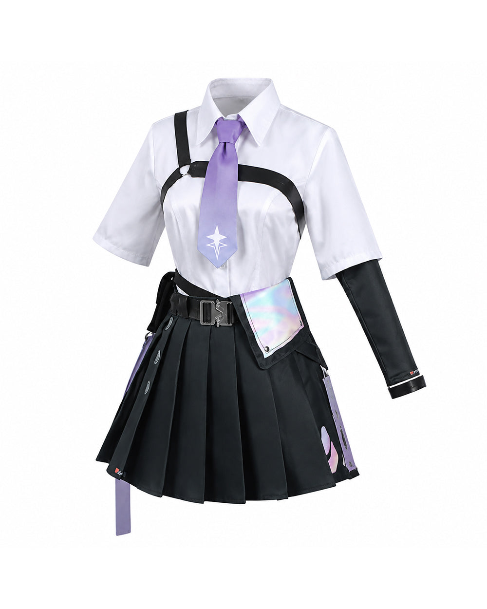 Womens NTE Zero Costume Black Cropped Jacket and Pleated Skirt Set for for Anime Expo Halloween Party
