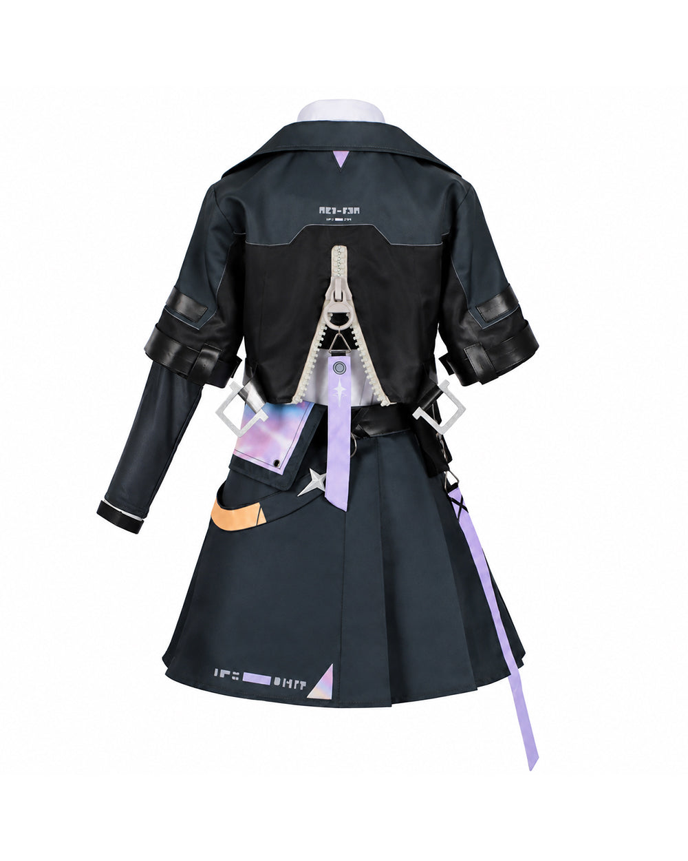 Womens NTE Zero Costume Black Cropped Jacket and Pleated Skirt Set for for Anime Expo Halloween Party