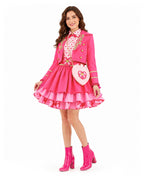 Pink Princess Costume Movie 5 Jacket Dress Bag and Belt 4pcs Full Set for Kids Adults Cosplay Events