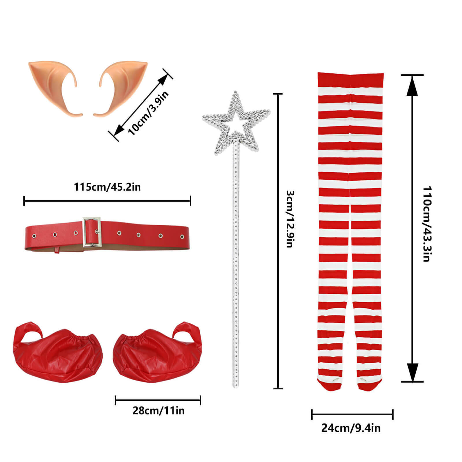 Women ELf Costume Jovie The Elf Christmas Dress Fairy Ears and Leggings Full Set