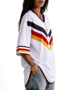 Women German Football Jersey White Oversized V Neck T Shirt for Game Day Football Fan Watch Party