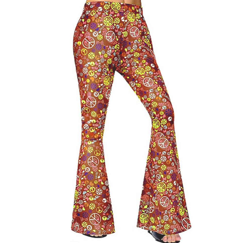 Women Hippie Costume 60s 70s Outfits Disco Fringe Vest Pants and Accessories 6pcs Suit