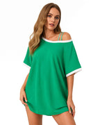 Women's Mexico Jersey Green One Shoulder Strappy Shirt for Sports Game Day Party