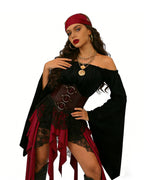 Women's Pirate Costume Lady of Seas 6pcs Set for Halloween Cosplay Event