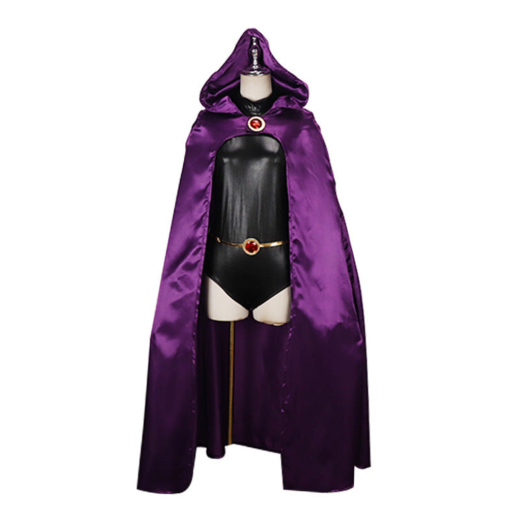 Adult Goth Girl Costume Dark Mage Jumpsuit and Cloak Full Set for Dress-up Party