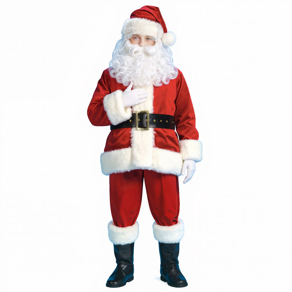 Men's Santa Claus Costume Adult Christmas Deluxe Santa Suit Set