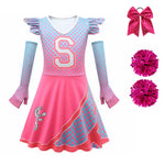 Girls Addison Zombies Cheerleader Costume Addison Cosplay Dress Gloves Pompoms Set
