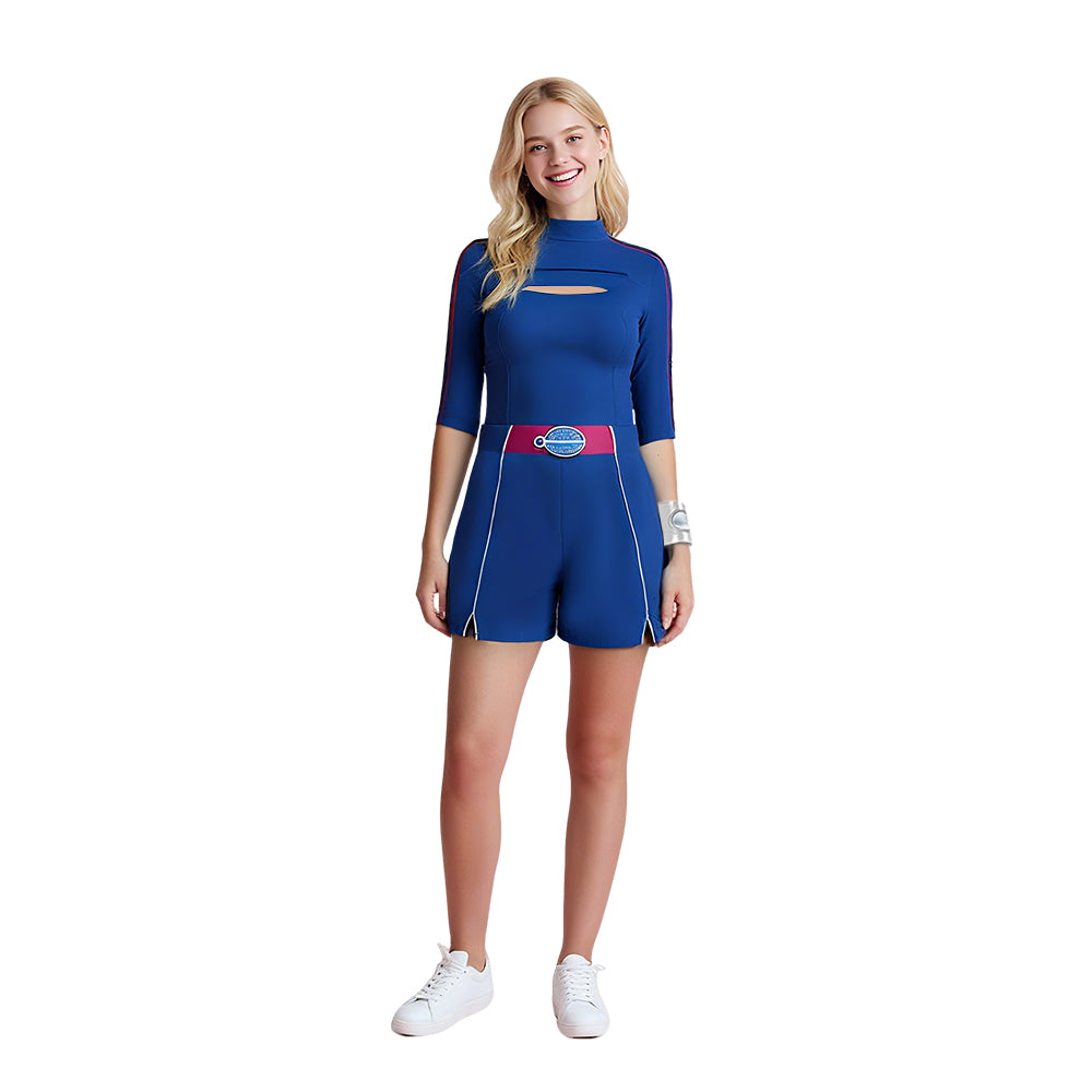 Addison Zombies Costume 3PCS Blue Addison Cosplay Outfit Top Shorts and Bracelet Set