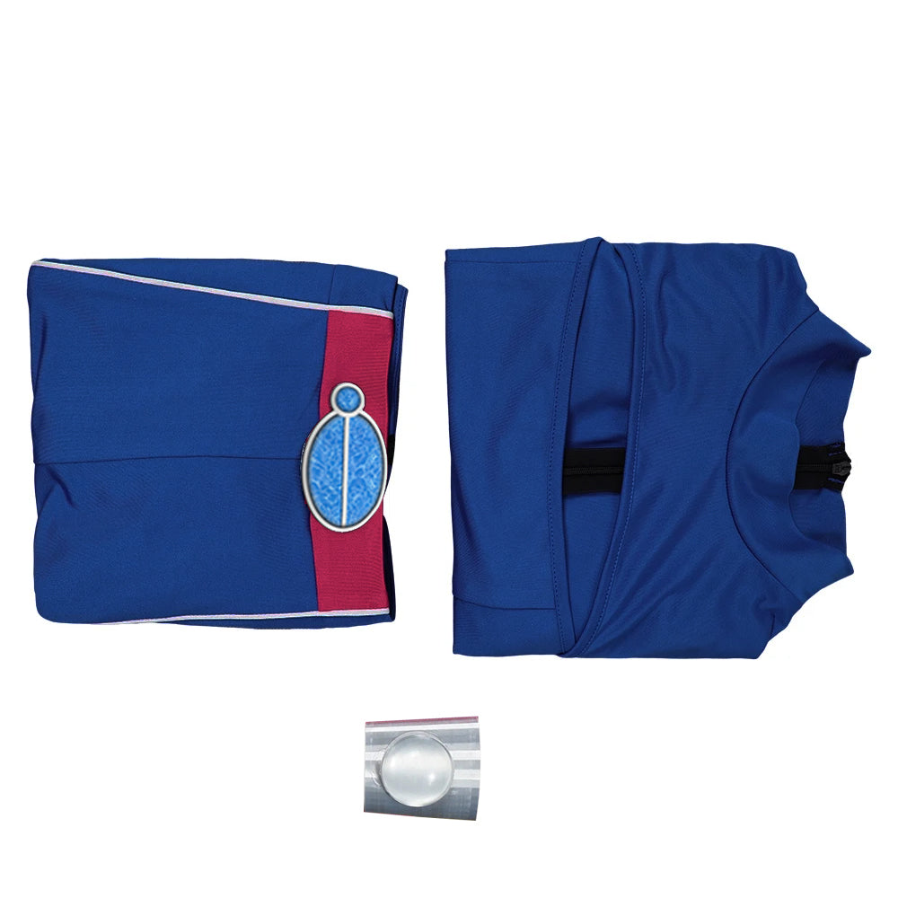 Addison Zombies Costume 3PCS Blue Addison Cosplay Outfit Top Shorts and Bracelet Set