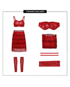 Popstar Performance Costume Red Sequin Fringe Skirt with Sparkly Bra and Leg Warmers for Cosplay