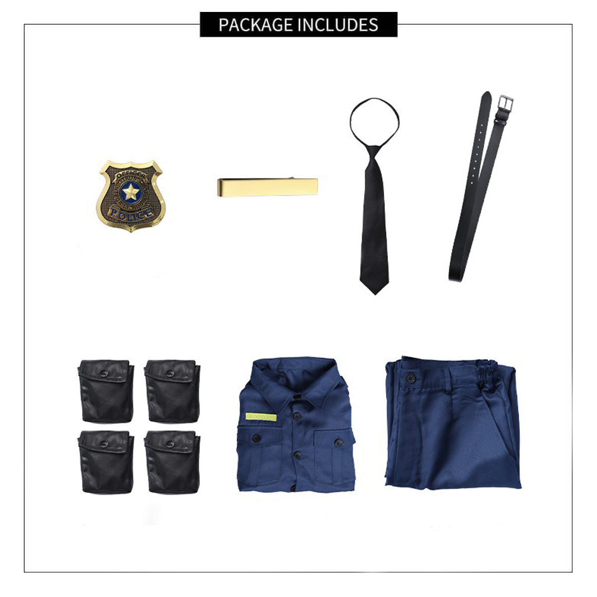 Bunny Police Uniform Unisex Navy Tops Pants Badge and Accessories for Cosplay Events