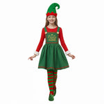 Elf Costume Cute Xmas Dress Hat Socks and Shoes 4pcs Suit Christmas Outfit for Kids Adults