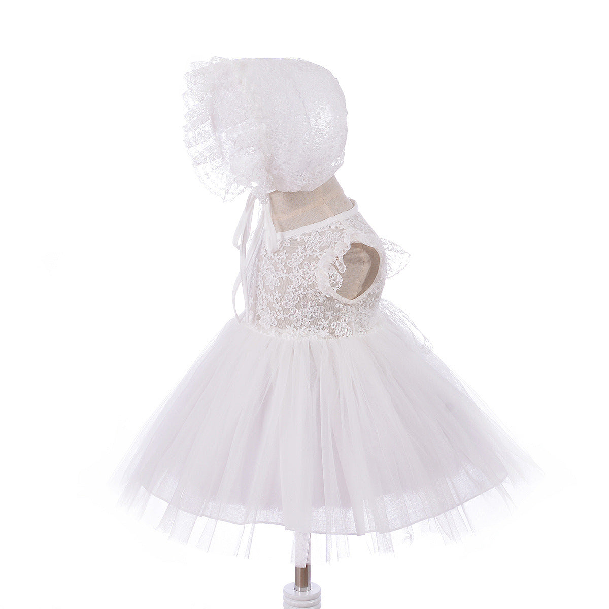 Baby Girl Embroideries Christening Baptism Special Occassion Dress with Bonnet