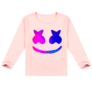 Boy Girls DJ Marshmallo Sweatshirt Long Sleeve Tops with Smile DJ for Kids Age 2 and Up