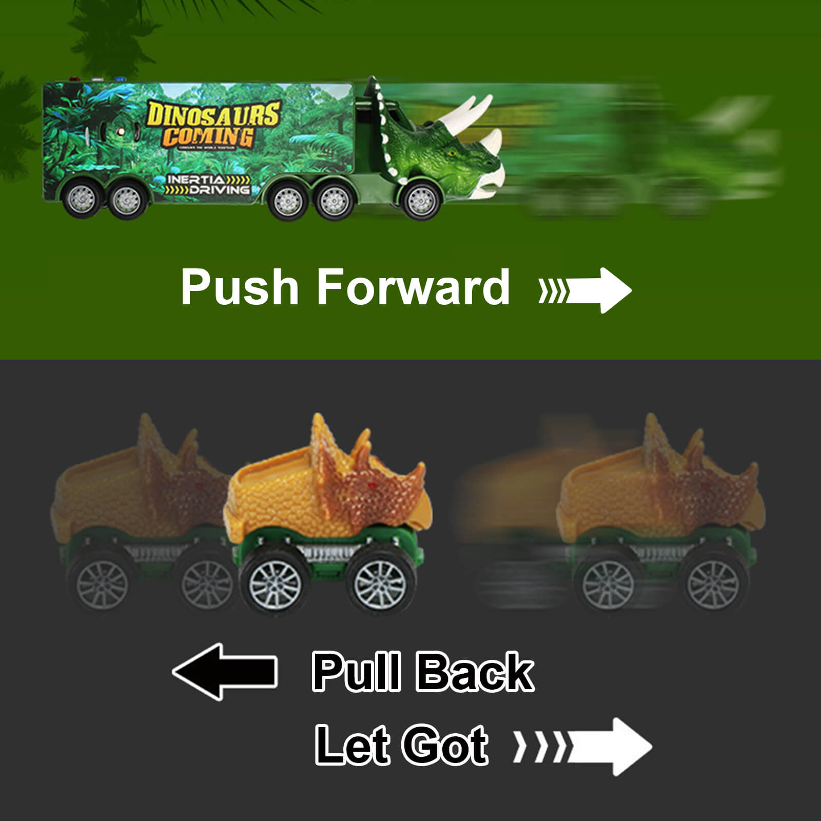 14-in-1 Kids Dinosaur Toys With Light Music Sound A Big Dinosaur Truck and 3 Dino Cars 3 Dinos