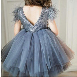 Feather Sequin Toddler Pageant Dresses Princess Tulle Tutu Girl Dress Wedding Pageant Party Baby Dresses