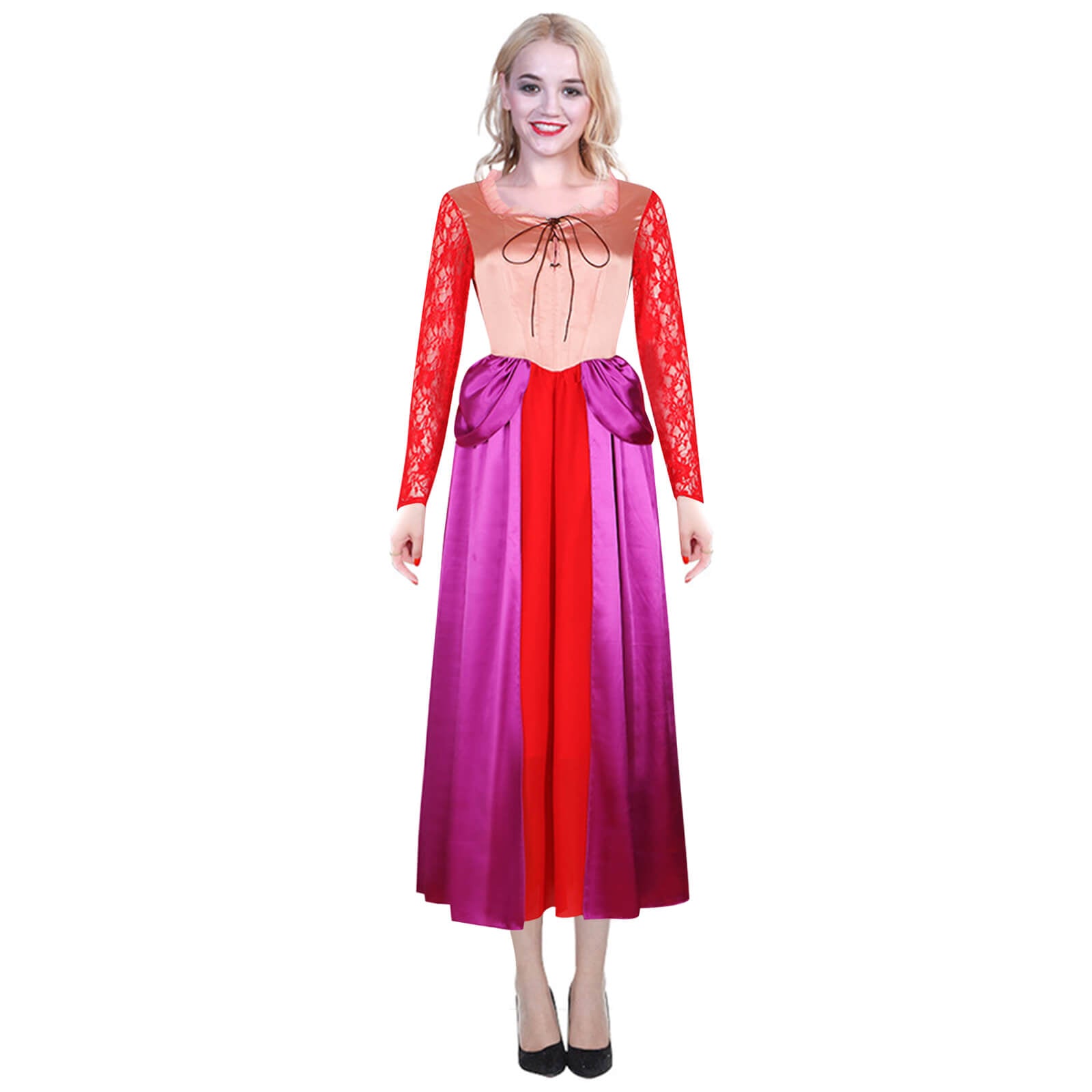 Adult Sarah Sanderson Costume Halloween Cosplay Costume Long Sleeve Elegant Satin Dress