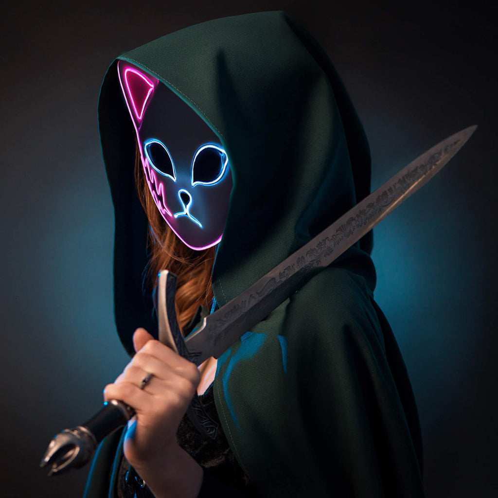 Tanjiro Sabito Mokomo Demon LED Mask Fashion Cosplay Mask Halloween Party Props