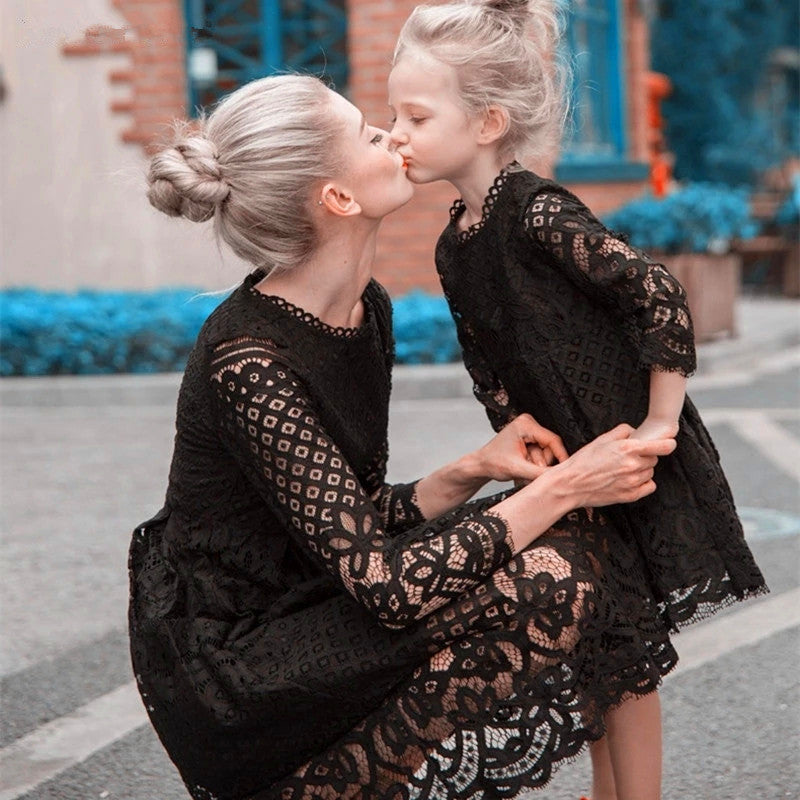 Mommy and Me Dresses Mother Daughter Matching Dress Party Ceremony Lace Dress