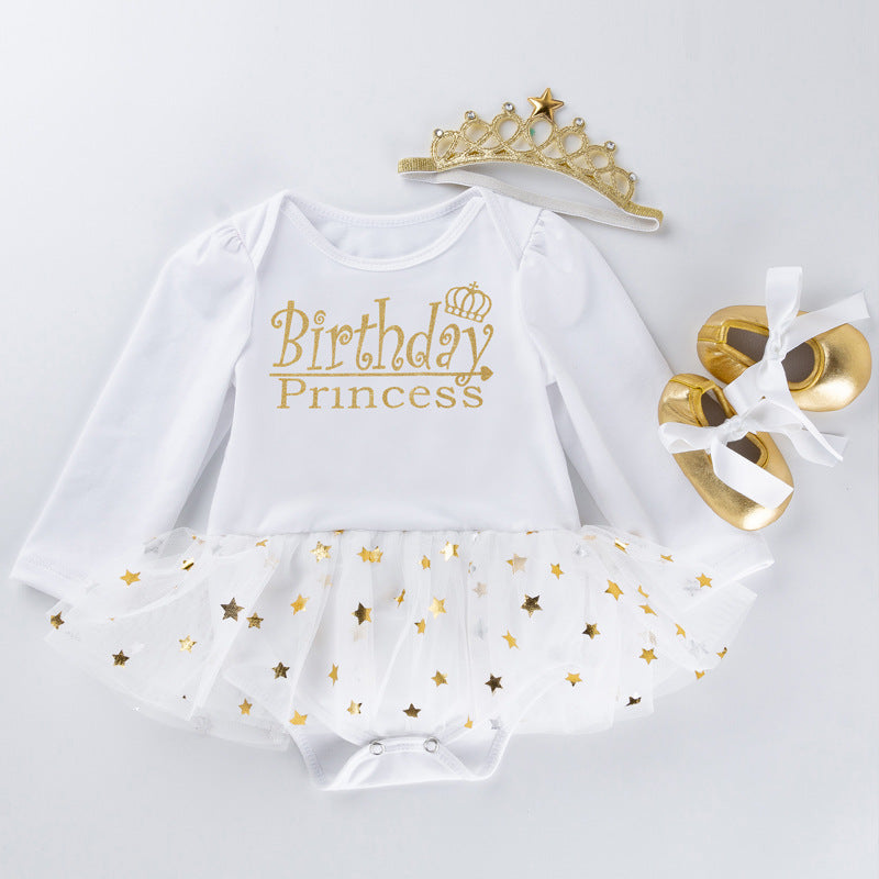 Baby Girls' 3PCs 1st 2nd Birthday Bling Stars Tutu Dress Headband and Shoes Full Set