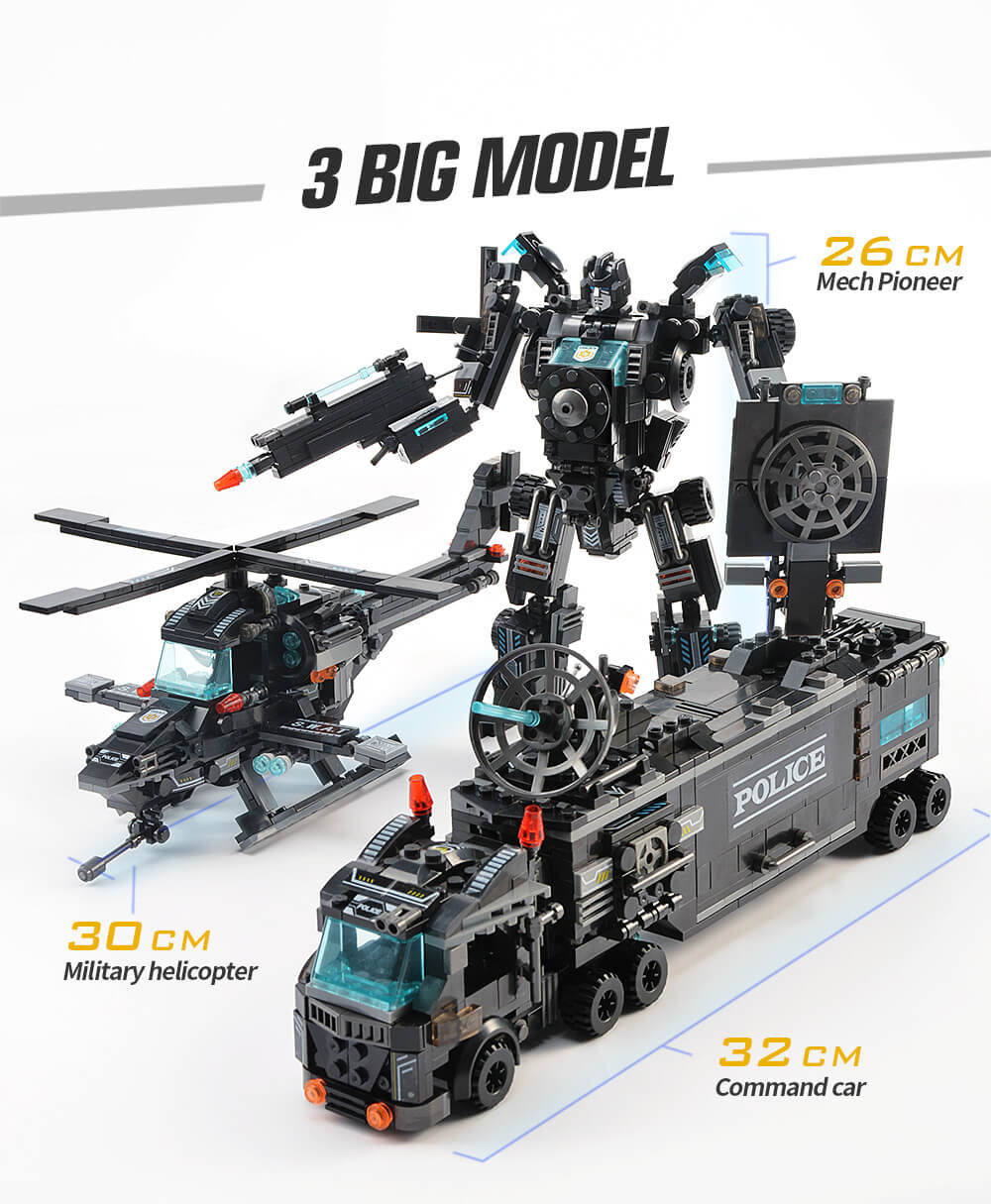 820PCS Building Blocks Robot City Police Toys Blocks Boys Vehicle Aircraft Educational Truck Blocks Compatible Model Bricks