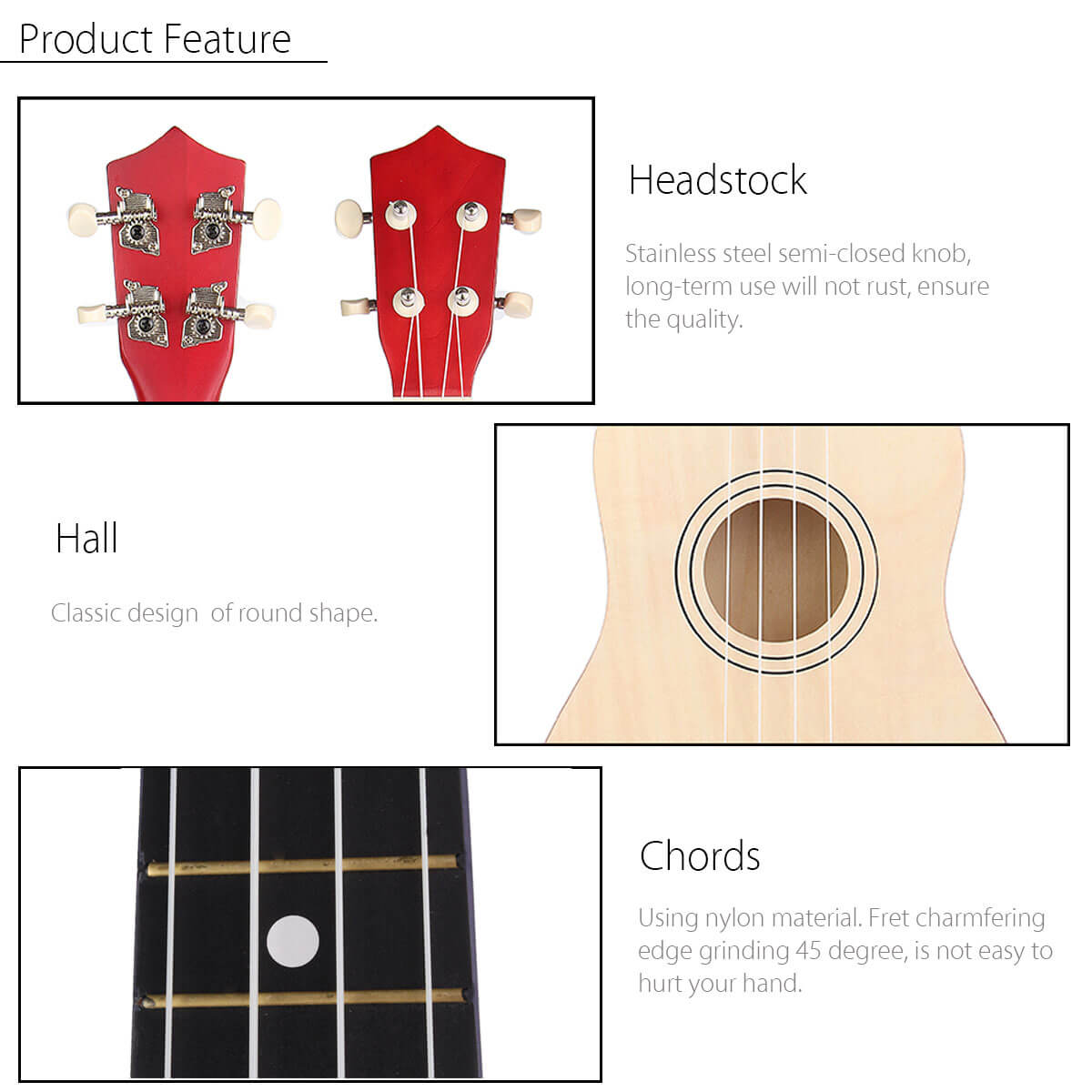 21inch Ukulele 4 Strings Colorful Mini Guitar Musical Educational Instrument Toys for Kids Adult