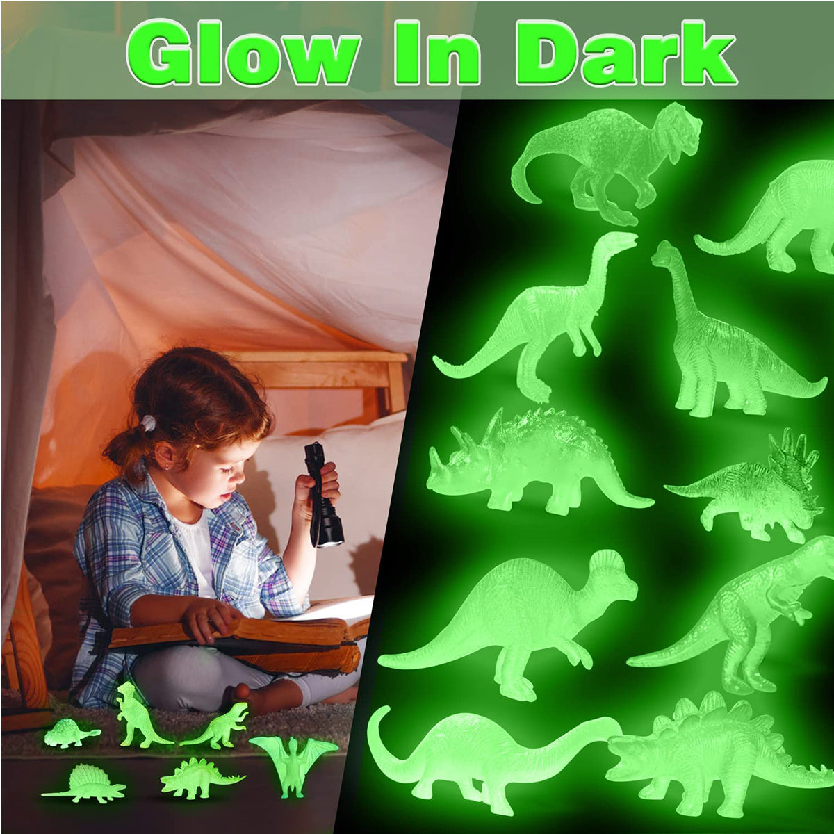 Glow in The Dark Dinosaur Eggs Excavation Kit 12-Pack Luminous Dinosaurs Surprise Dino Eggs
