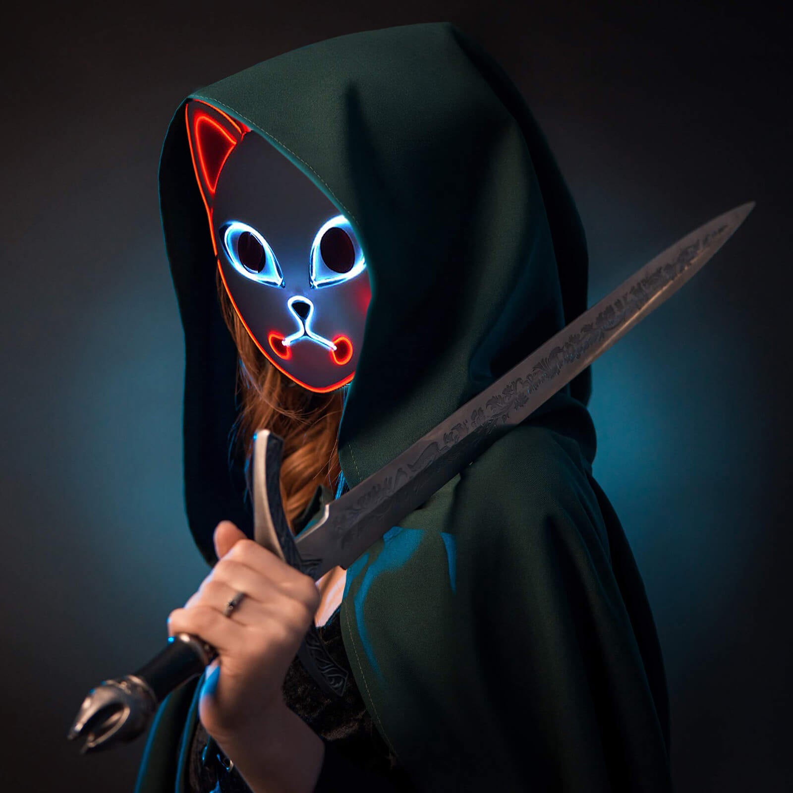 Tanjiro Sabito Mokomo Demon LED Mask Fashion Cosplay Mask Halloween Party Props